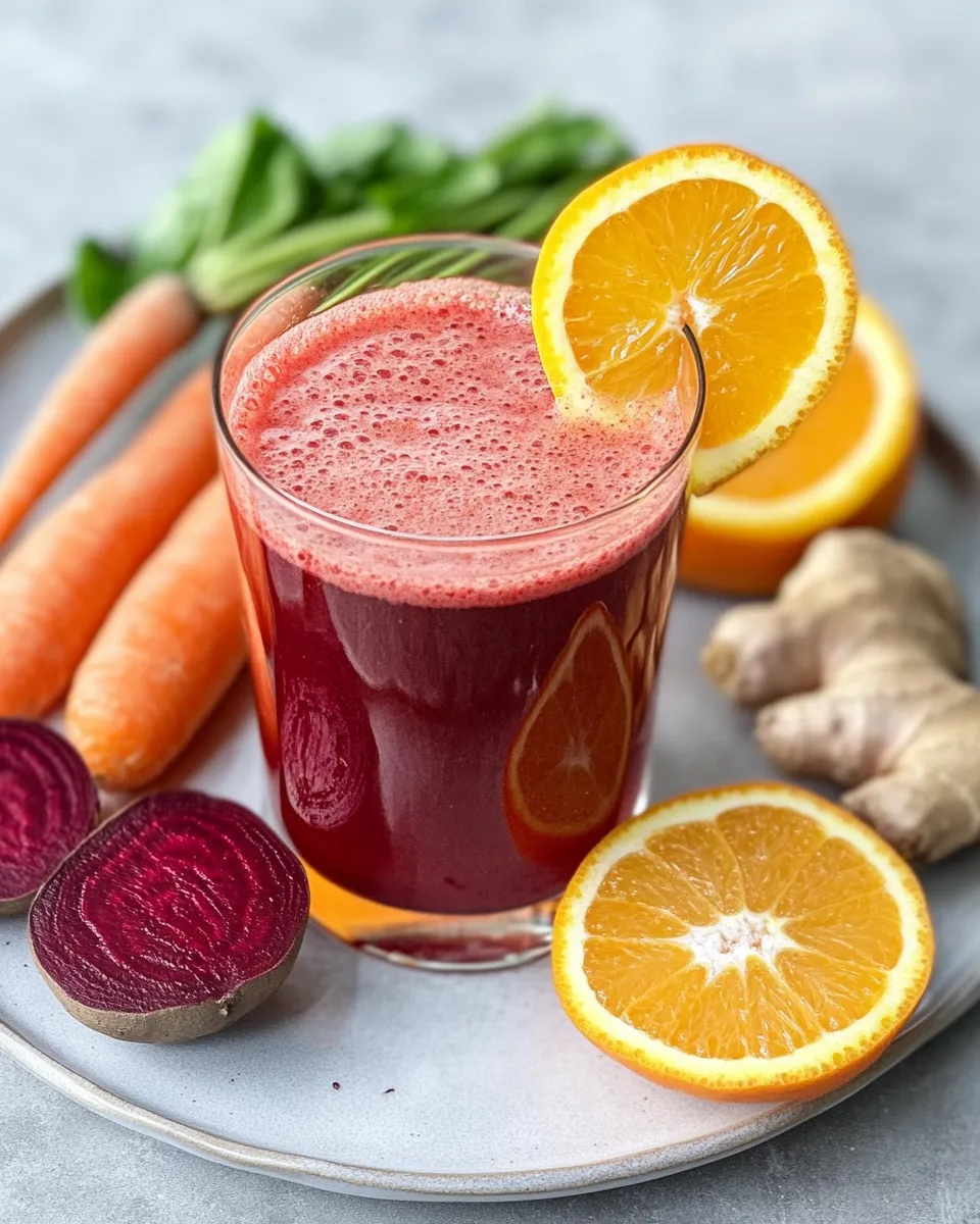 Homemade Beet Orange Detox Juice photo
