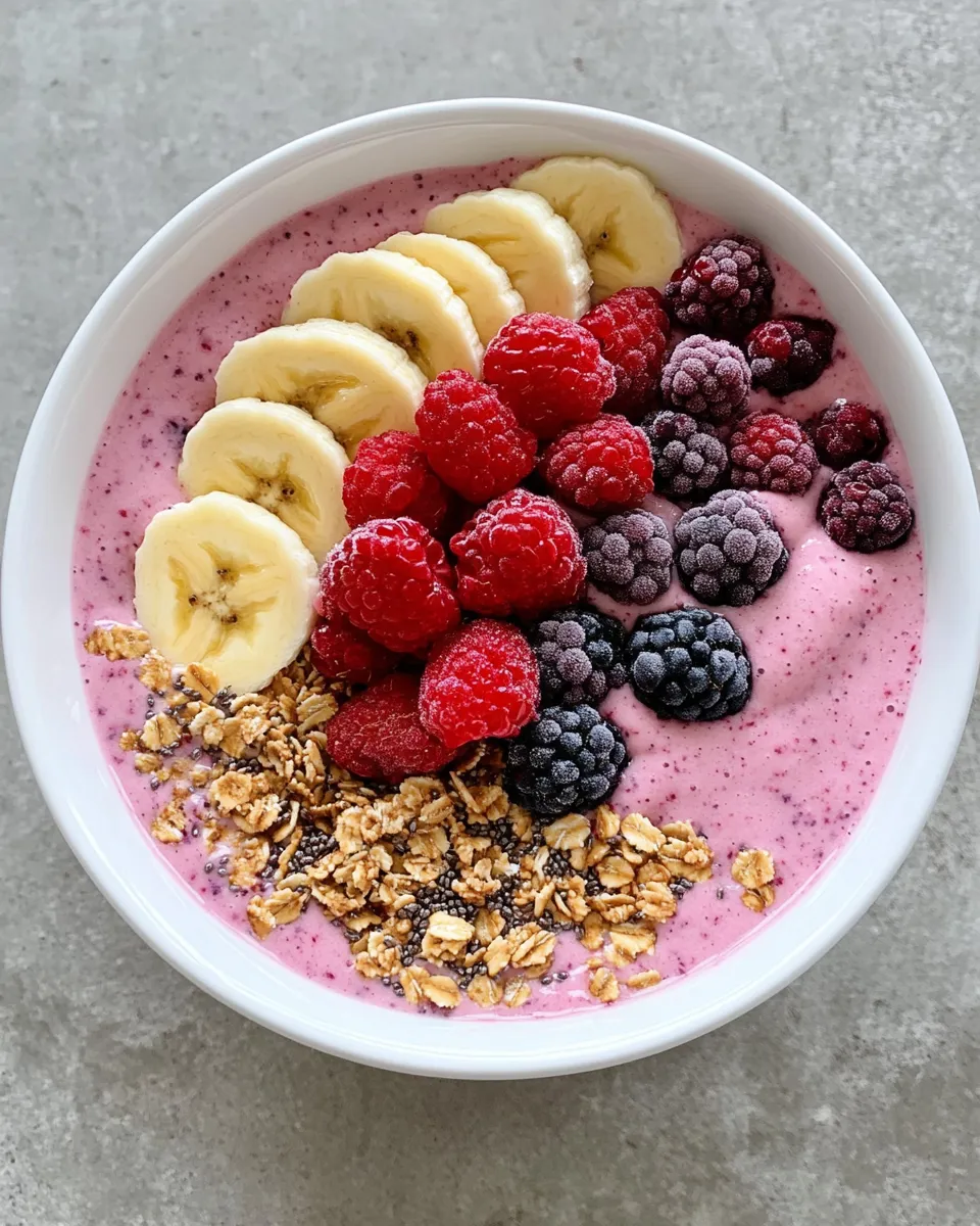 Healthy Berry Smoothie Bowl food shot