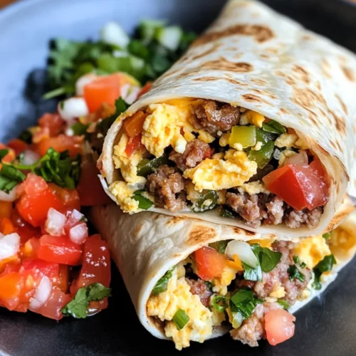 Homemade Breakfast Burrito with Sausage photo