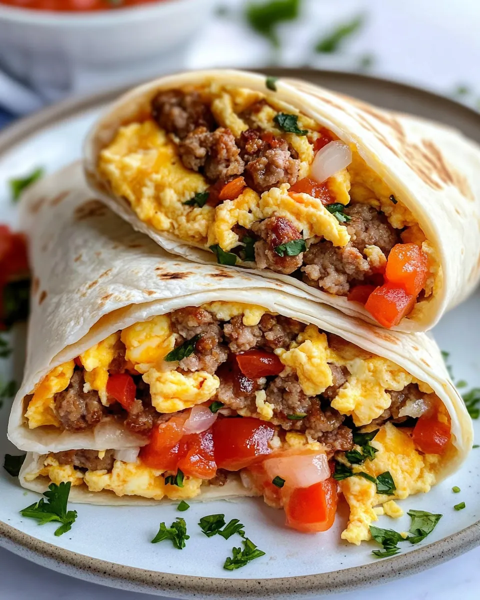 Delicious Breakfast Burrito with Sausage dish photo