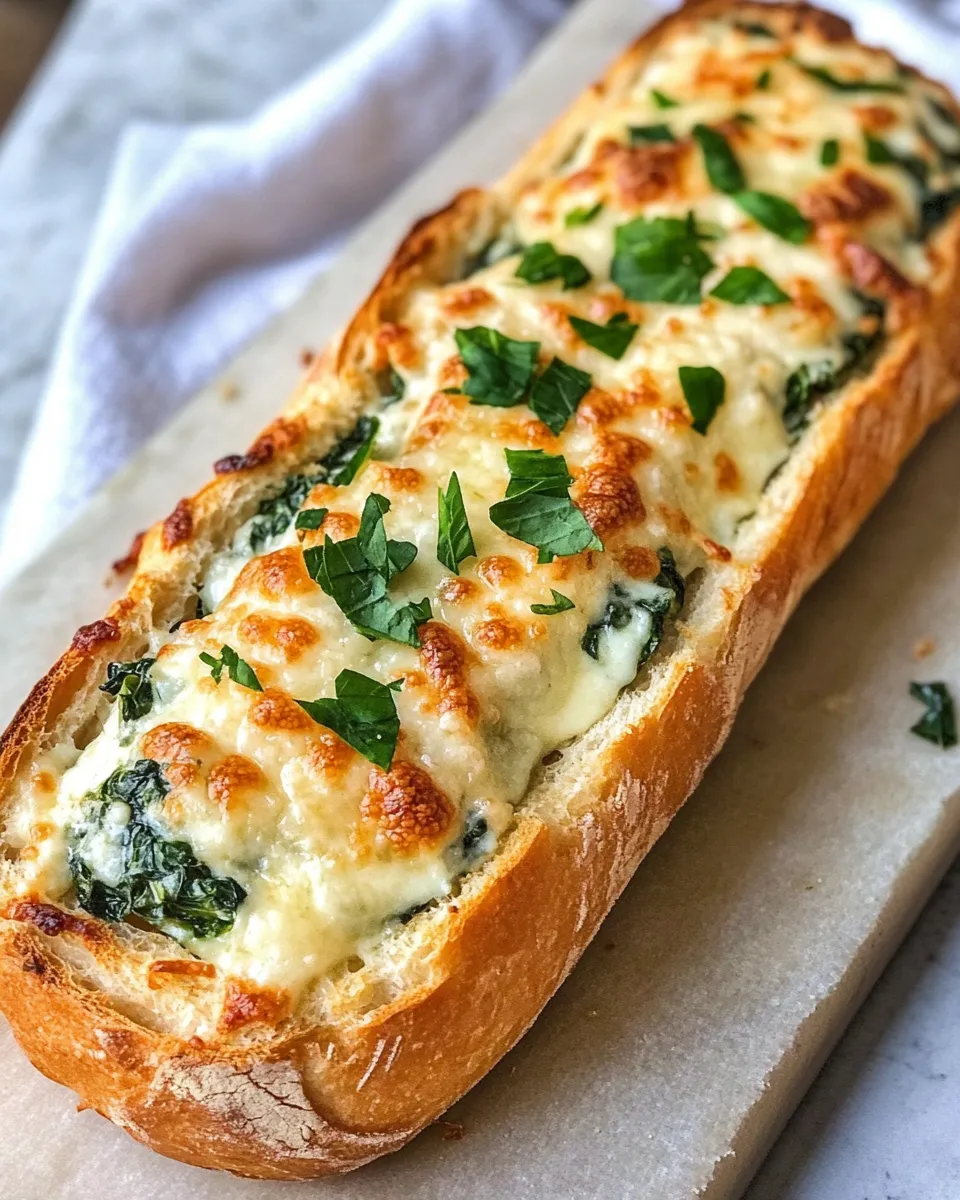 Easy Cheesy Spinach Bread food shot