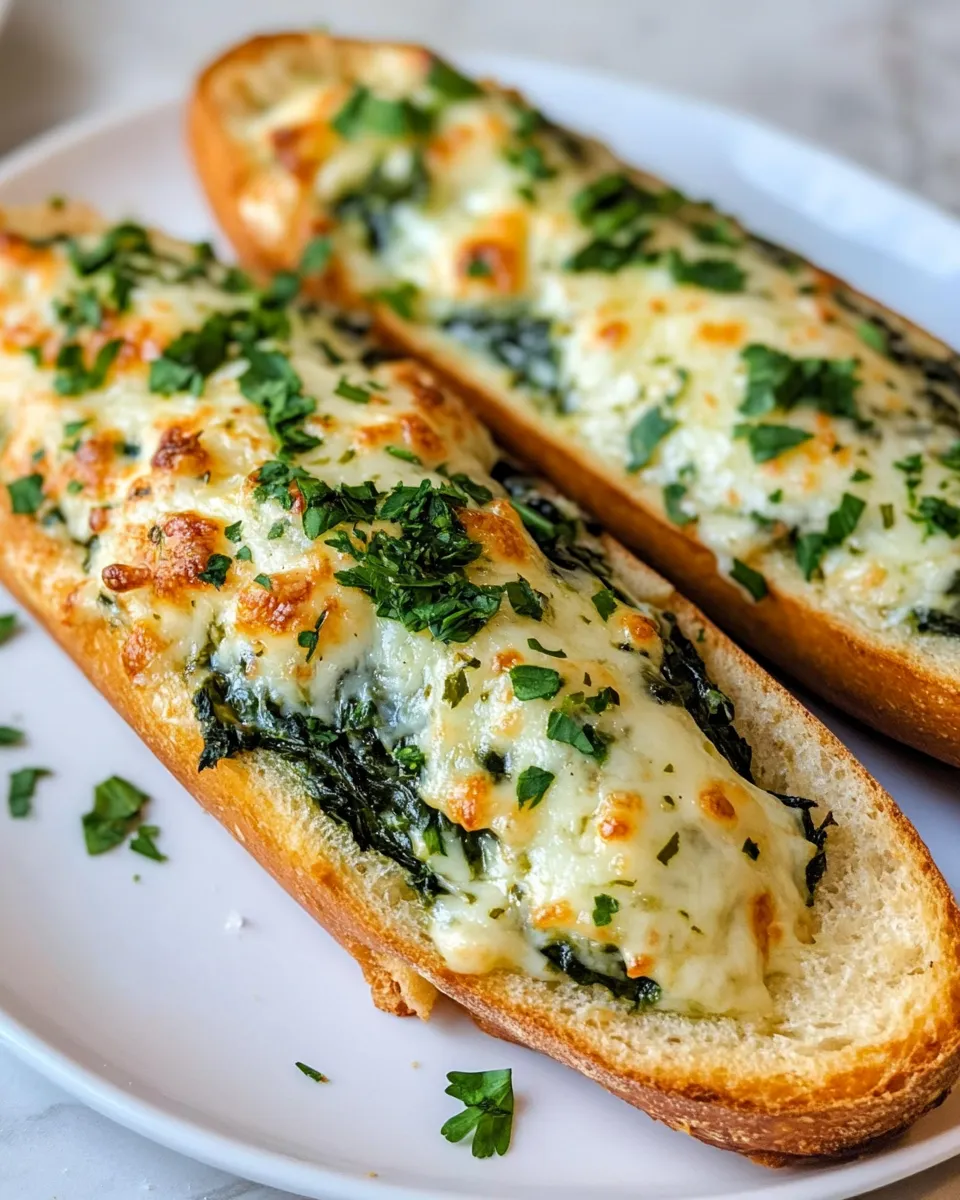 Delicious Cheesy Spinach Bread plate image
