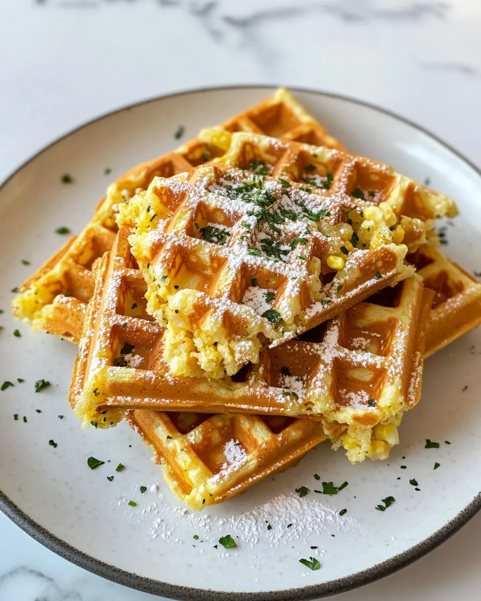 Easy Corn & Herb Waffles food shot