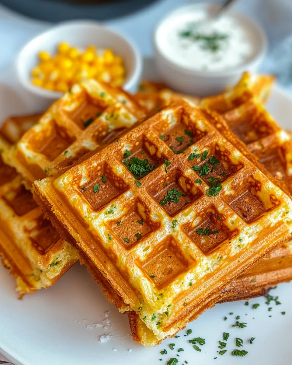 Delicious Corn & Herb Waffles plate image