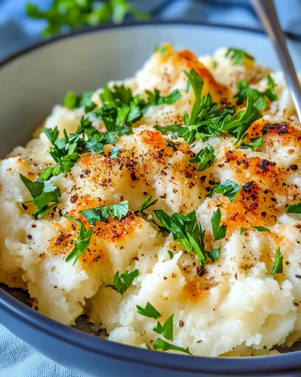 Delicious Garlic Mashed Cauliflower plate image
