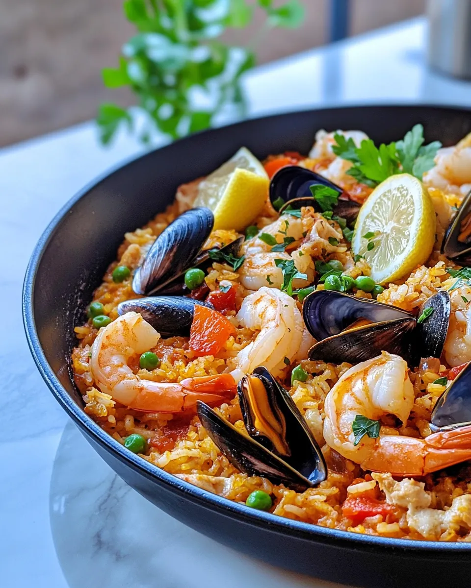 Classic Seafood Paella dish photo