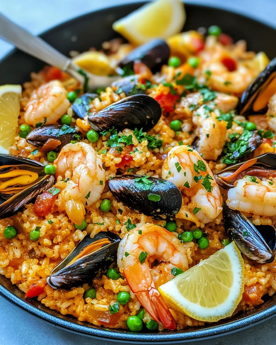 Easy Seafood Paella food shot