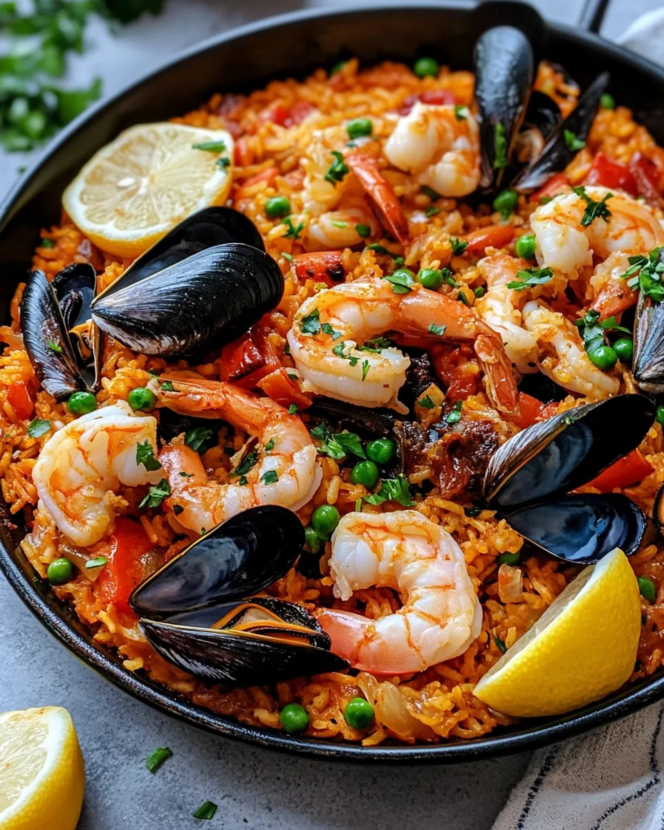 Delicious Seafood Paella plate image