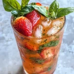 Homemade Strawberry Basil Iced Tea photo