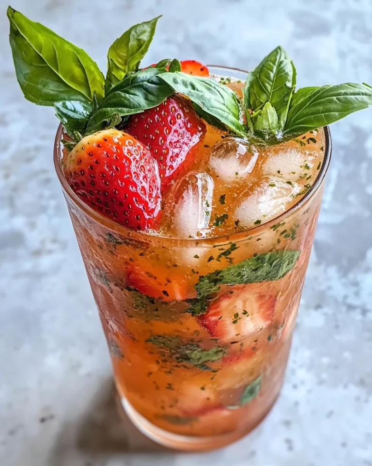 Homemade Strawberry Basil Iced Tea photo