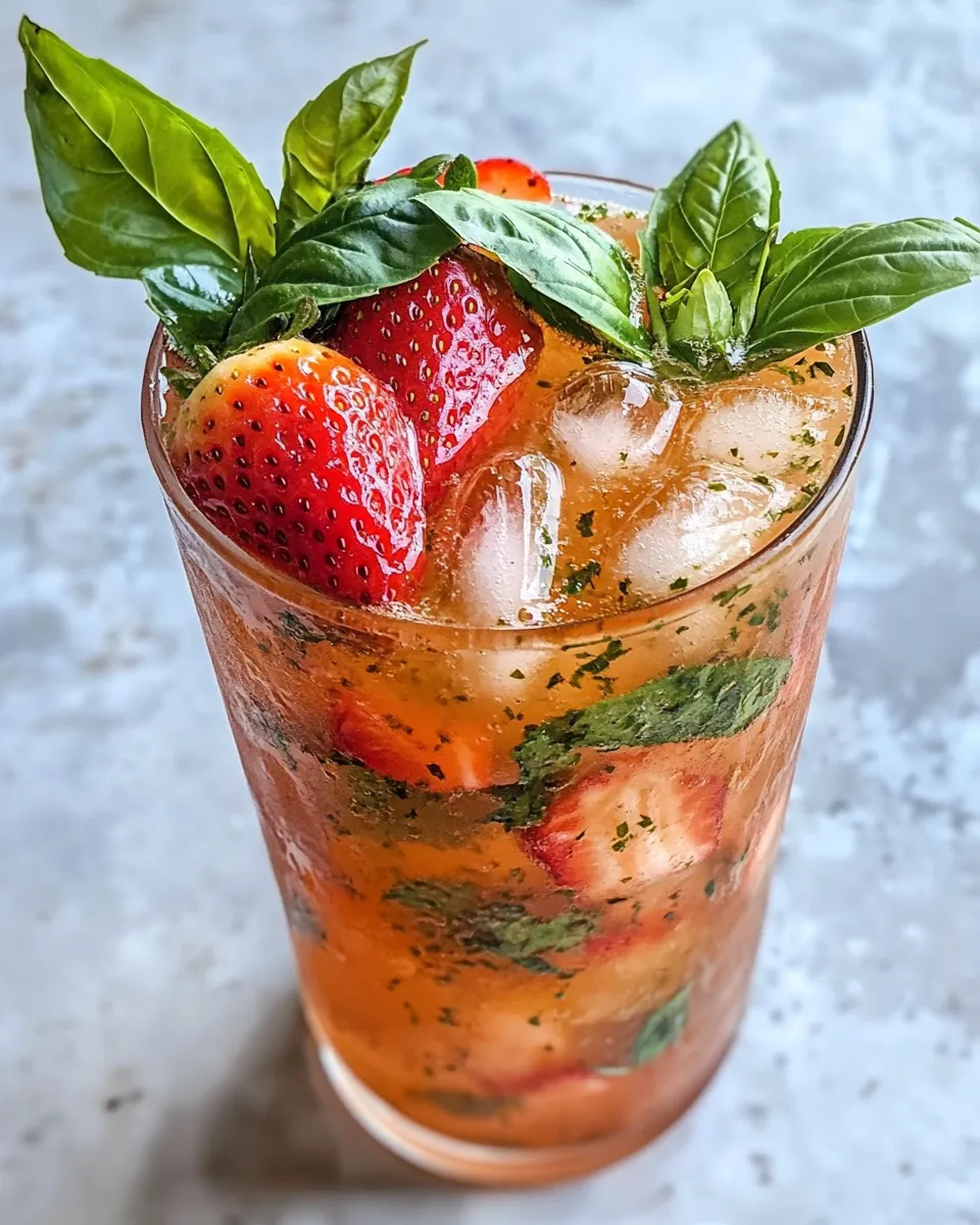 Homemade Strawberry Basil Iced Tea photo