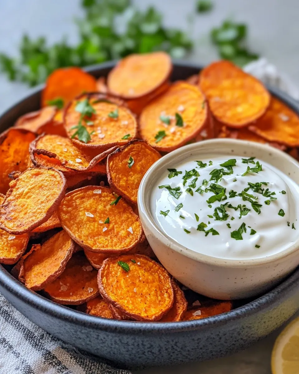 Classic Sweet Potato Chips & Dip recipe image
