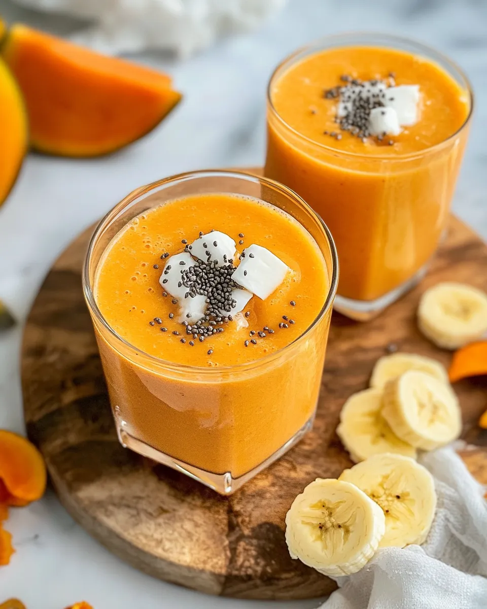 Fresh Tropical Papaya Smoothie food shot