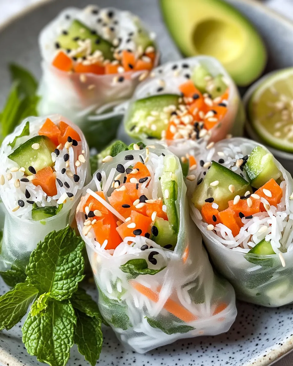 Delicious Veggie Spring Rolls food shot