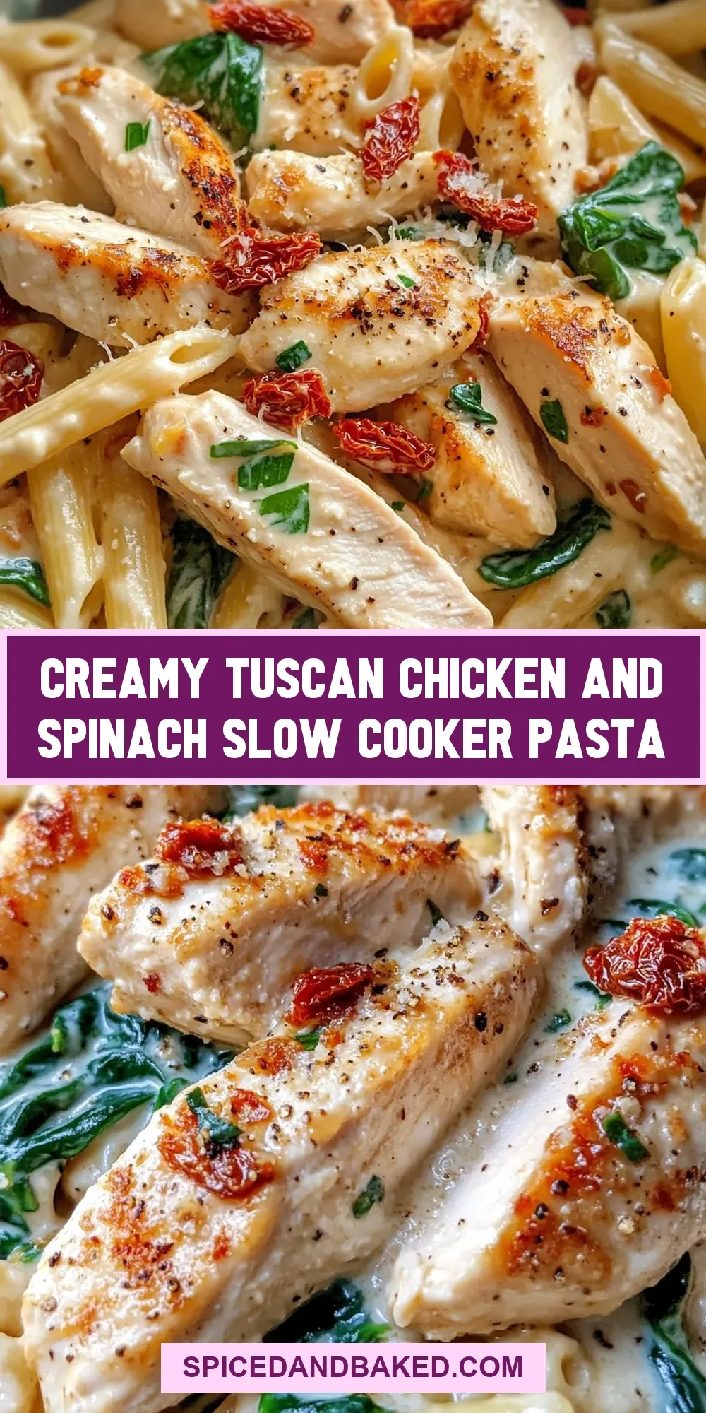 Creamy Tuscan Chicken And Spinach Slow Cooker Pasta Recipe