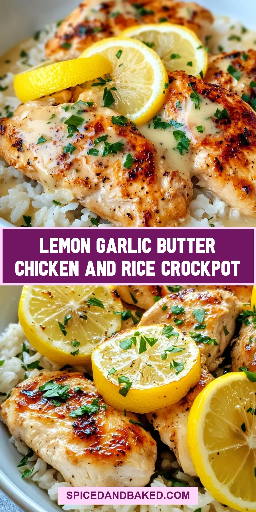 Easy Lemon Garlic Butter Chicken And Rice Crockpot Recipe