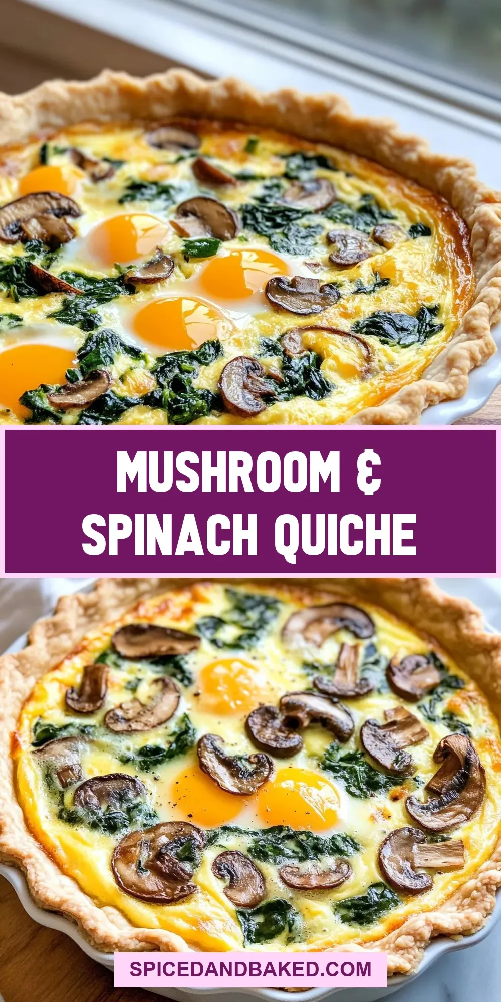 Mushroom & Spinach Quiche Recipe