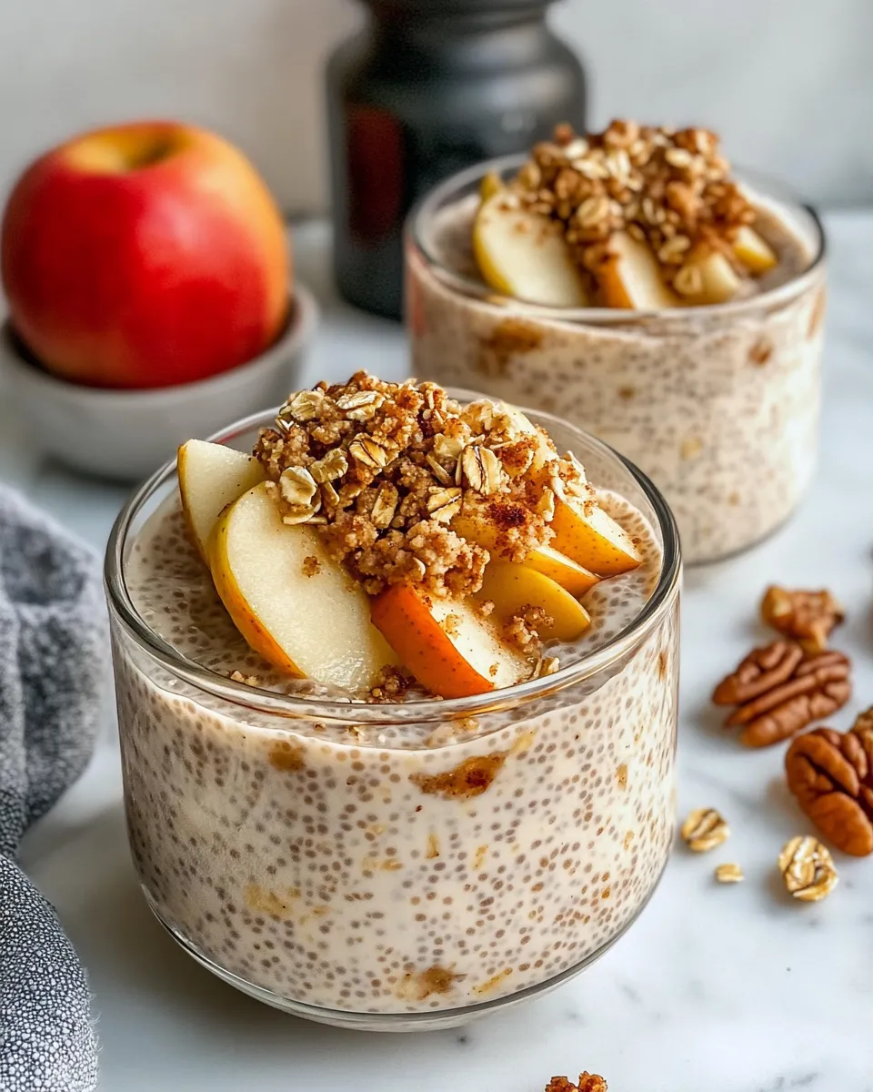Delicious Apple Crumble Chia Pudding food shot