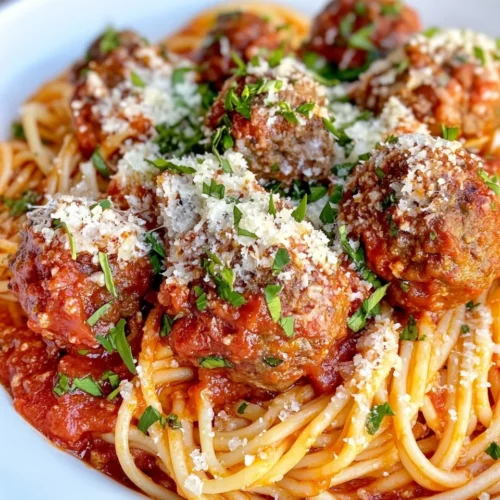 Homemade Baked Spaghetti and Meatballs dish photo