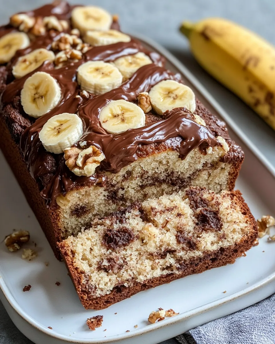 Classic Banana Nutella Swirl Bread food shot