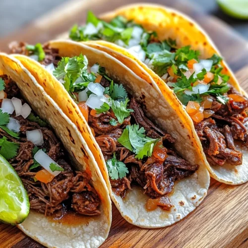 Homemade Birria Tacos food shot