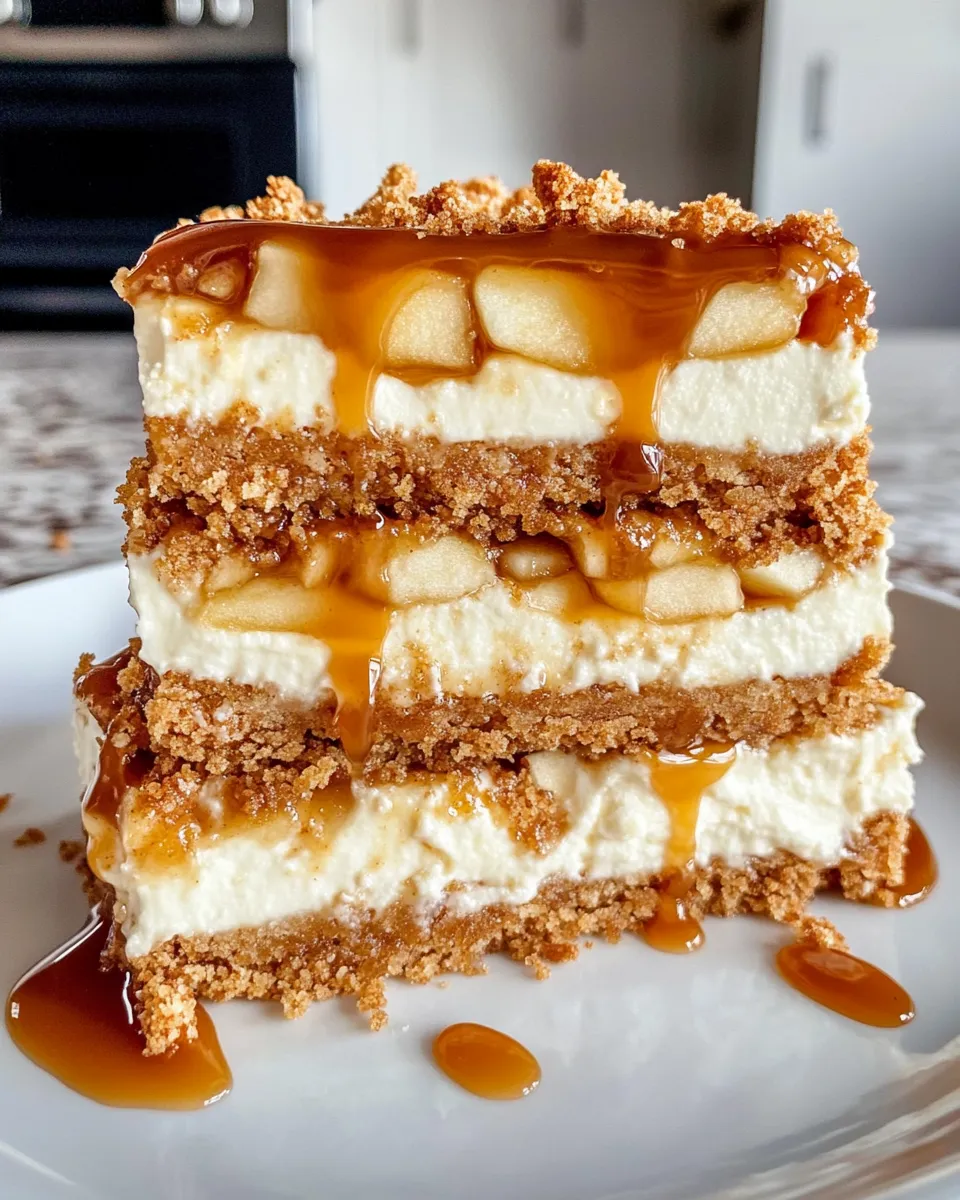 Classic Caramel Apple Cheesecake Bars recipe image