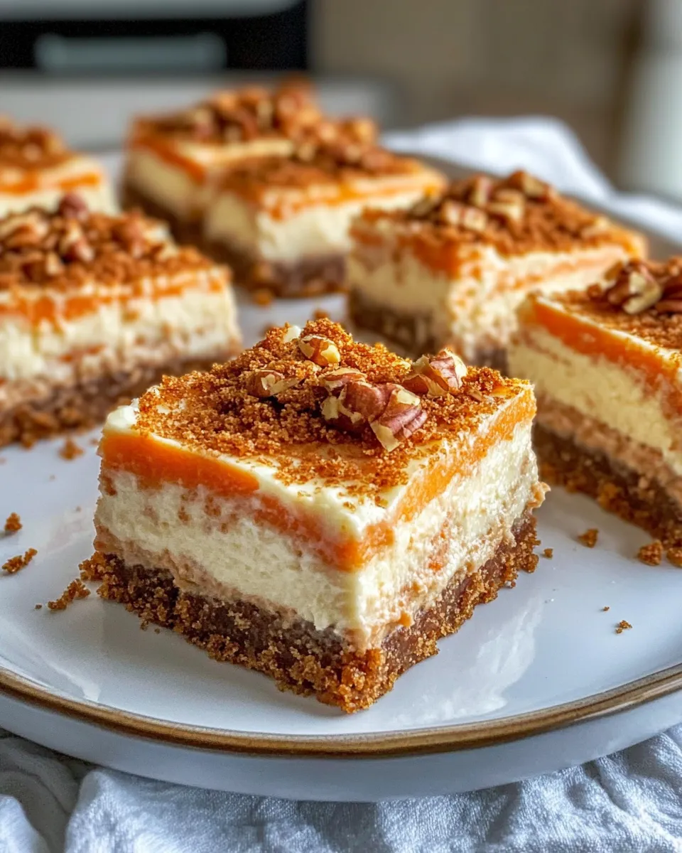 Easy Carrot Cake Cheesecake Bars food shot