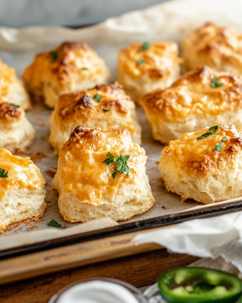 Homemade Cheddar JalapeÃ±o Biscuits food shot