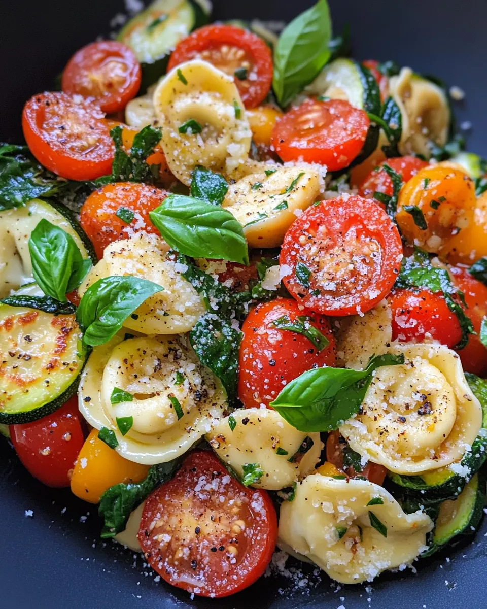 Easy Cheese Tortellini with Summer Veggies recipe image