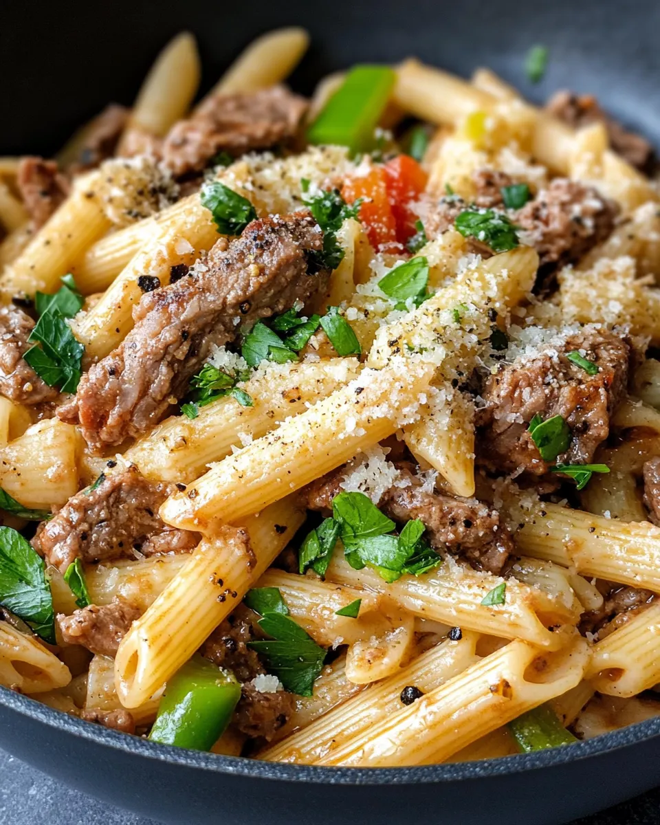 Classic Cheesesteak Pasta Skillet image