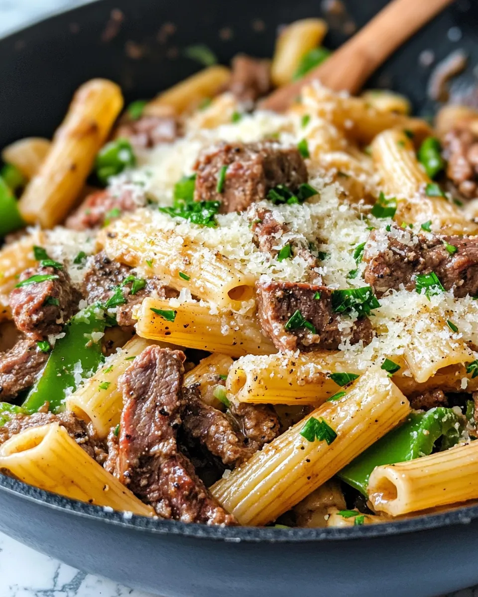 Delicious Cheesesteak Pasta Skillet dish photo
