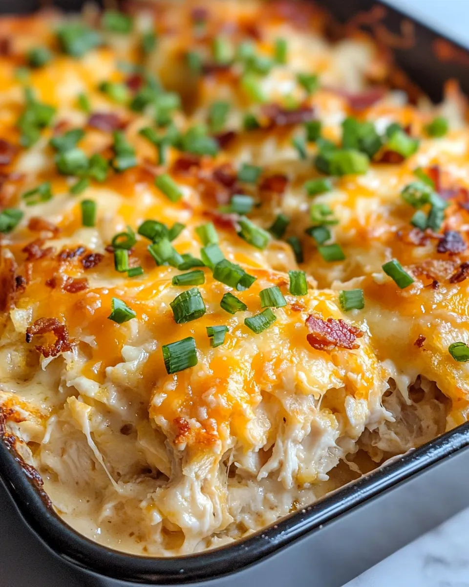 Delicious Cheesy Hashbrown Chicken Casserole dish photo