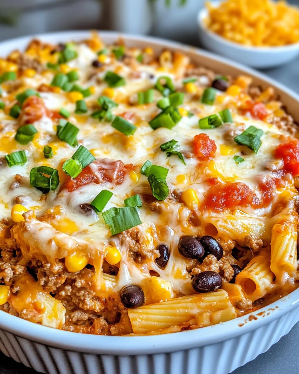Easy Cheesy Taco Pasta Casserole dish photo