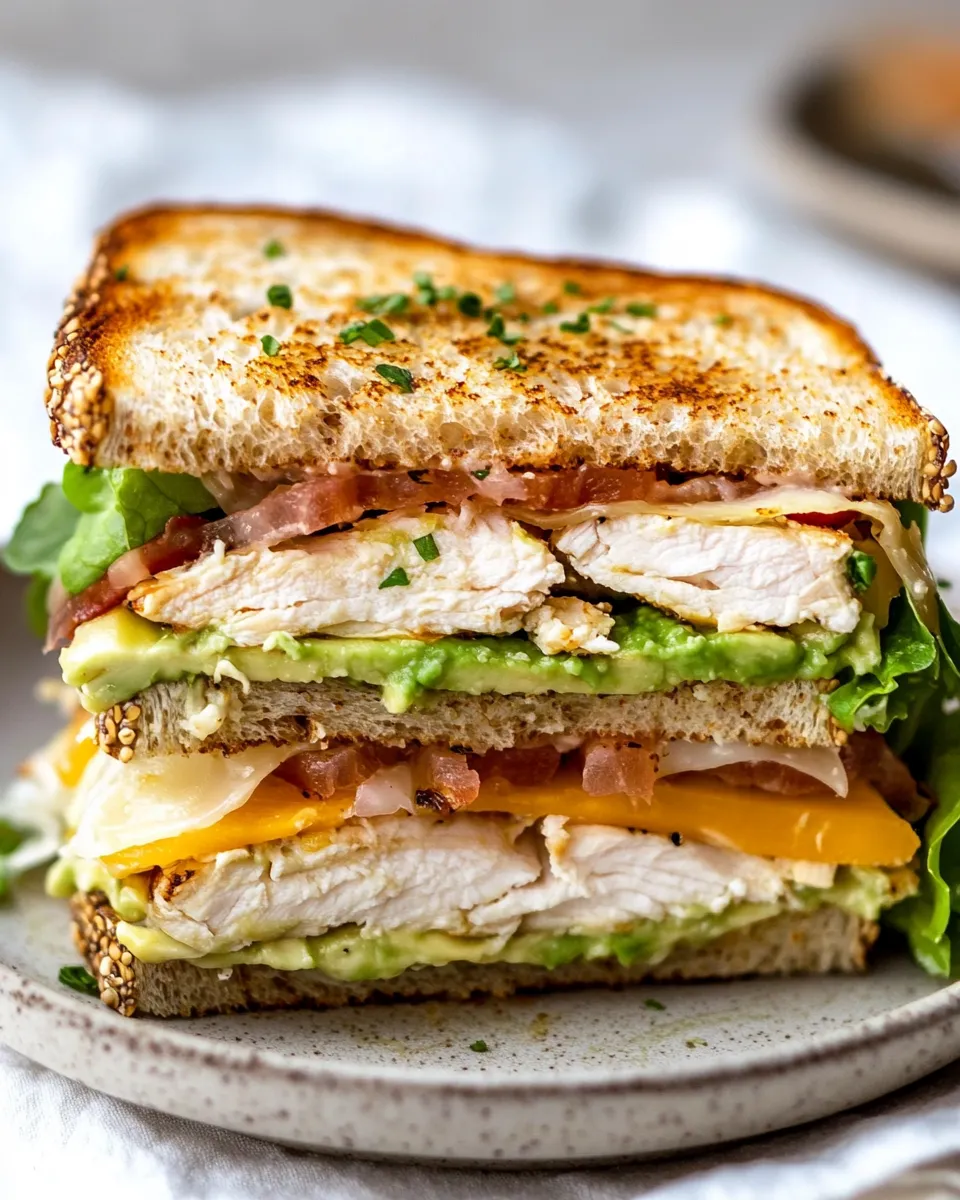 Homemade Chicken Avocado Melt Sandwich photo