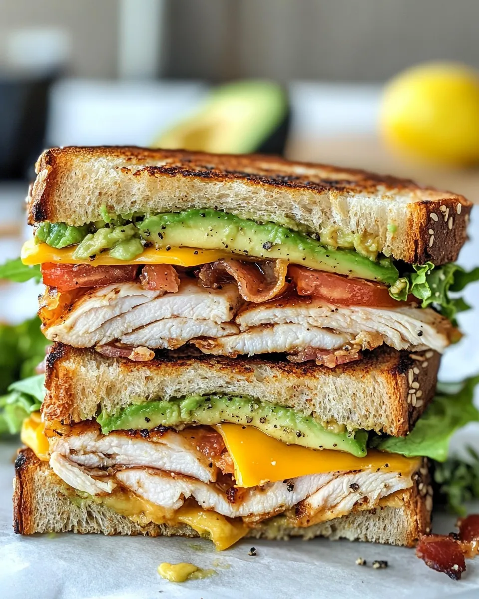 Delicious Chicken Avocado Melt Sandwich shot