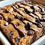 Homemade Chocolate Chip Cookie Cake with Fudge Drizzle recipe photo