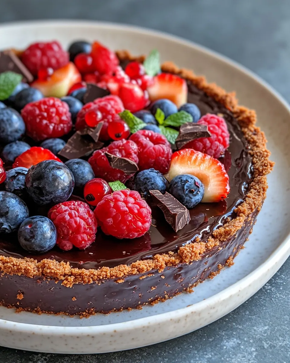 Homemade Chocolate Ganache Tart with Berries photo