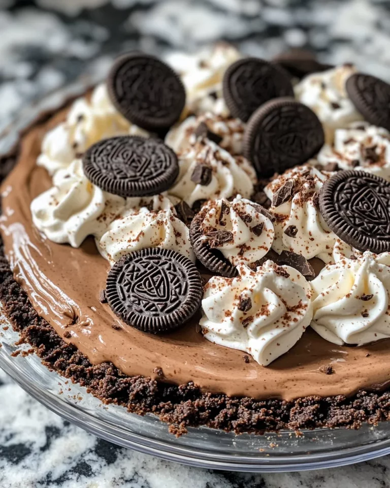 Homemade Chocolate Silk Pie with Oreo Crust photo
