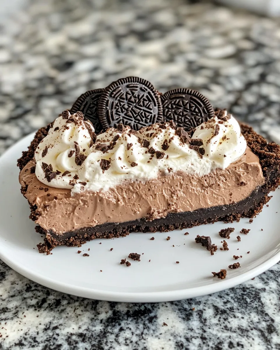 Delicious Chocolate Silk Pie with Oreo Crust dish photo