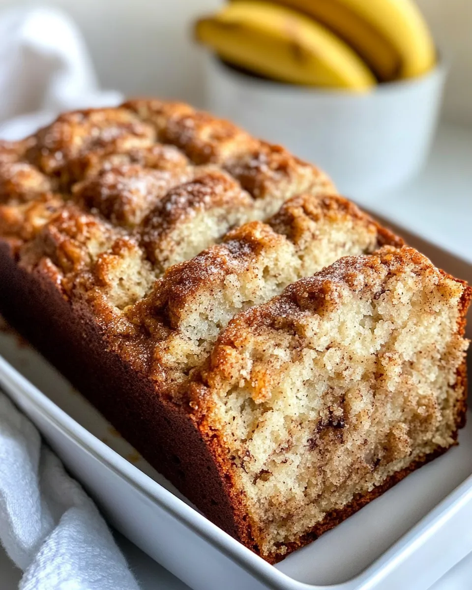 Delicious Cinnamon Roll Banana Bread food shot