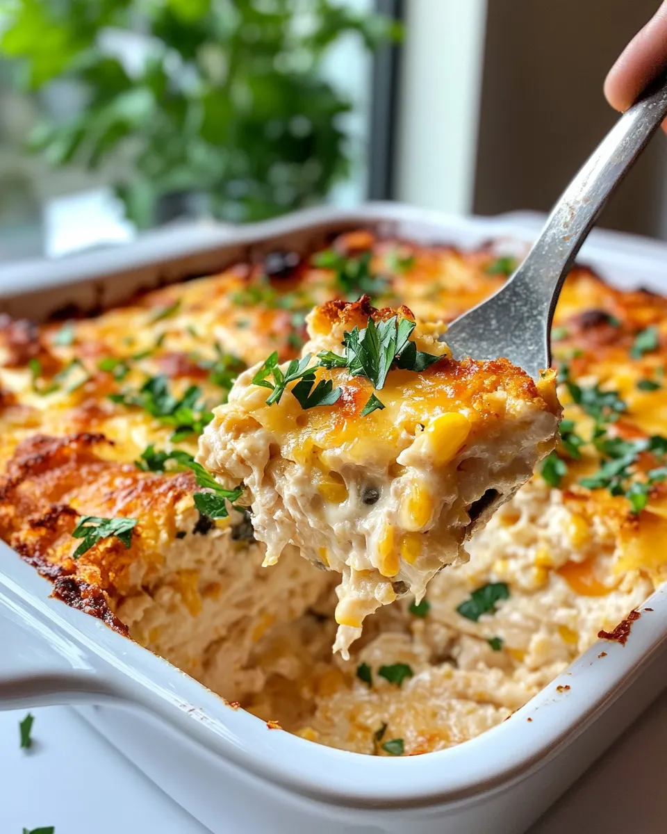 Classic Creamy Chicken and Cornbread Casserole dish photo