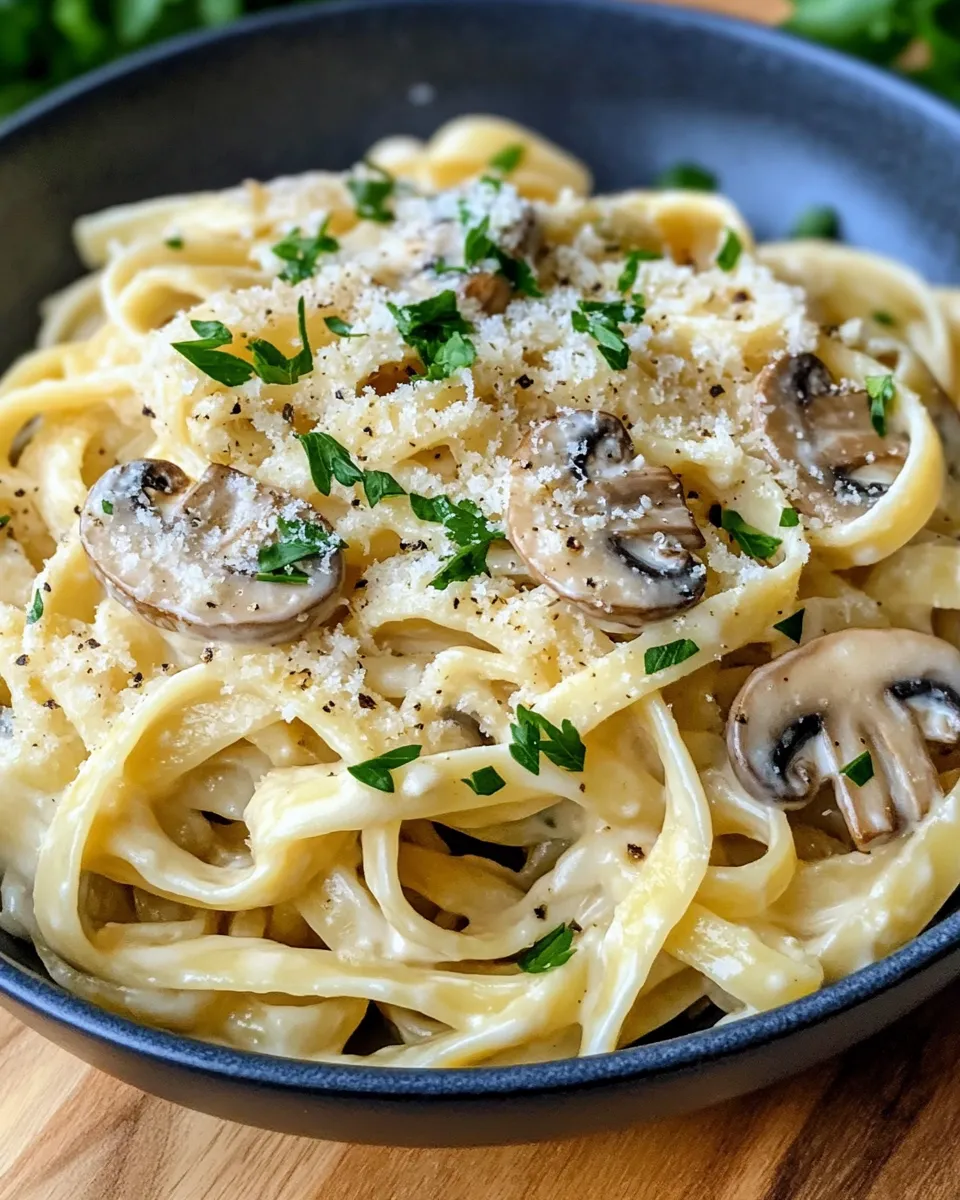 Delicious Creamy Mushroom Alfredo Fettuccine picture