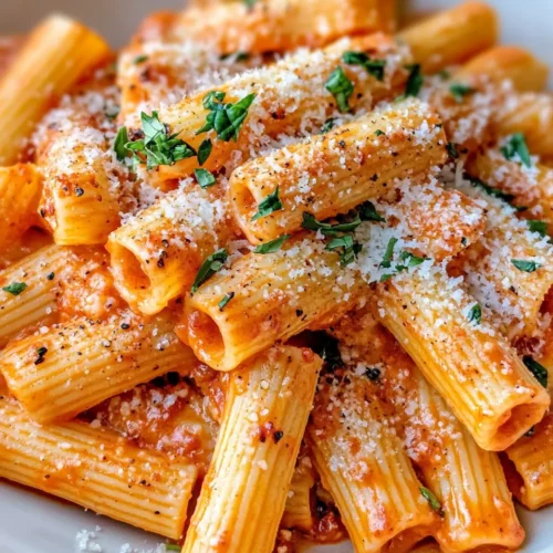 Homemade Creamy Roasted Red Pepper Rigatoni photo