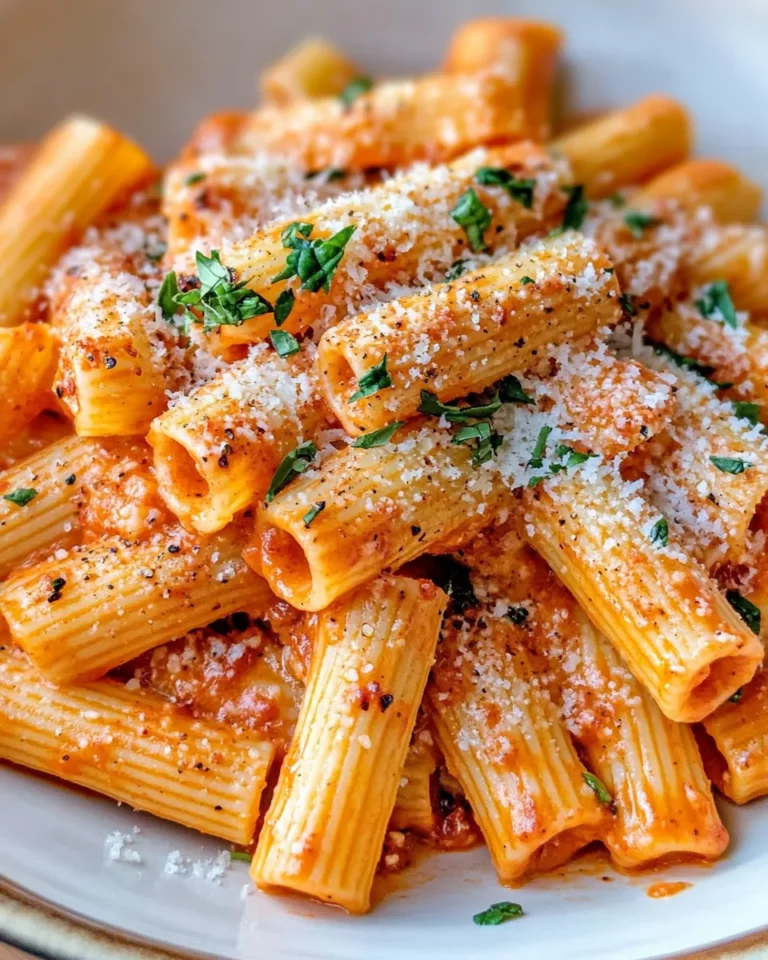 Homemade Creamy Roasted Red Pepper Rigatoni photo