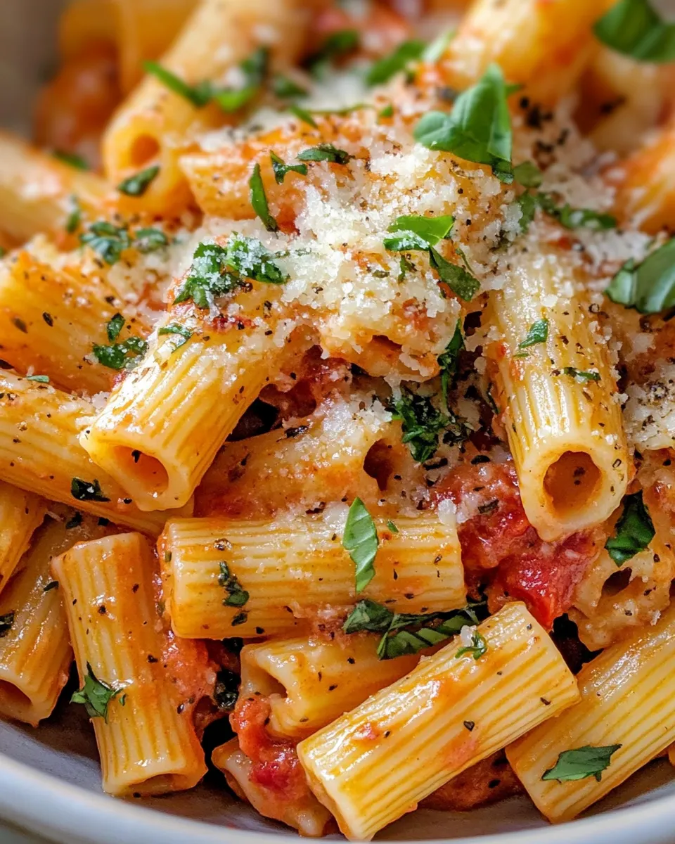 Easy Creamy Roasted Red Pepper Rigatoni recipe photo