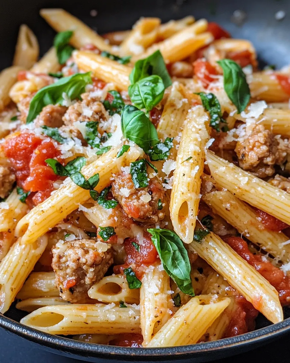 Homemade Creamy Tomato Basil Penne with Turkey Sausage recipe photo