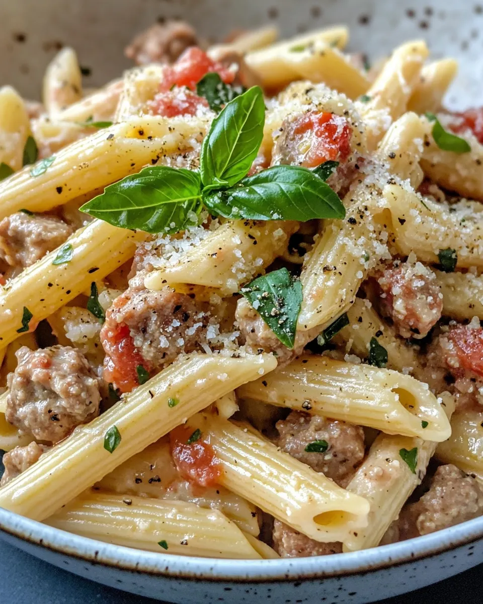 Classic Creamy Tomato Basil Penne with Turkey Sausage dish photo