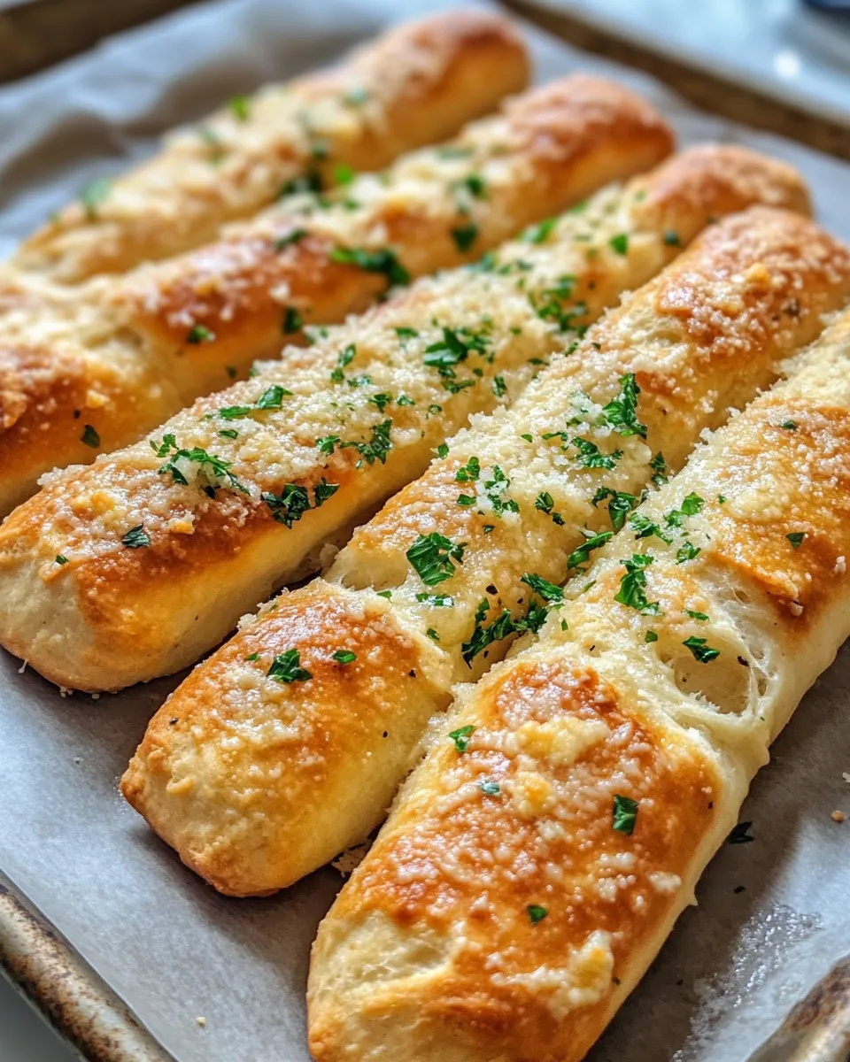 Homemade Garlic Parmesan Soft Breadsticks recipe photo