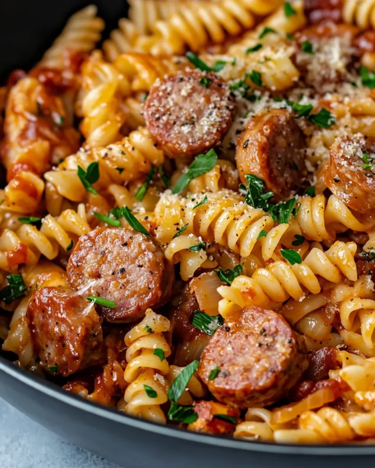 Easy Honey BBQ Sausage & Pasta Skillet photo