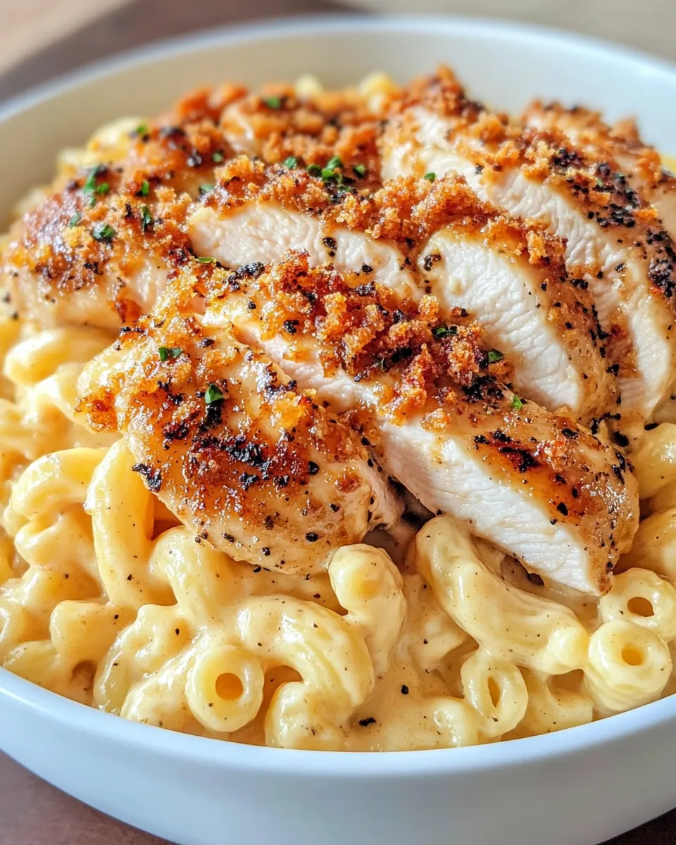 Easy Honey Pepper Chicken with Mac & Cheese food shot